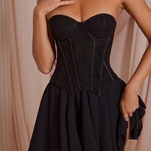 Oh Polly Elegant Black Strapless Corset Dress Sz 4